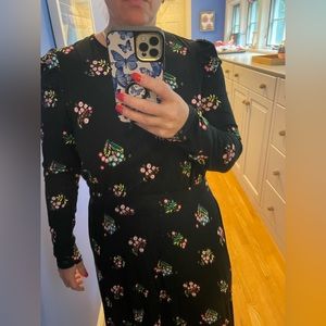 Boden black dress with small floral detail size 10